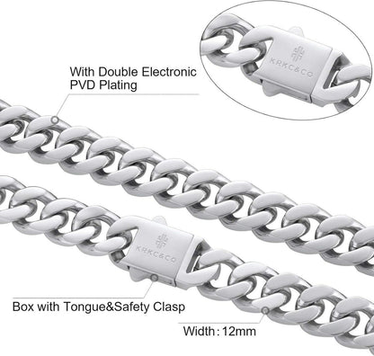 KRKC&CO Panzerkette Herren 18K Gold/Weißgold Cuban Link Chain