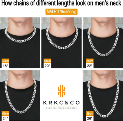 Herren Panzerkette 61cm Gold Silber Cuban Link 12mm Hip Hop Kette