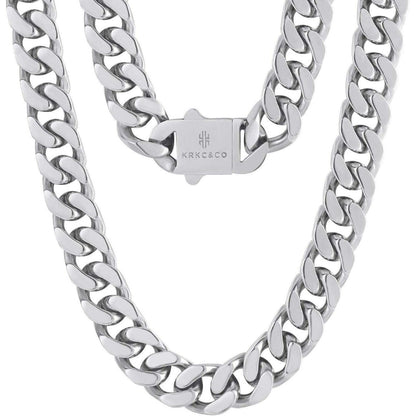 Edelstahl Panzerkette Herren 14mm 18K Gold Cuban Link Chain
