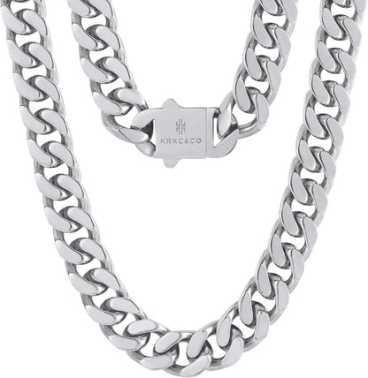 Hip Hop Cuban Link Chain Edelstahl Panzerkette 14mm Gold Silber