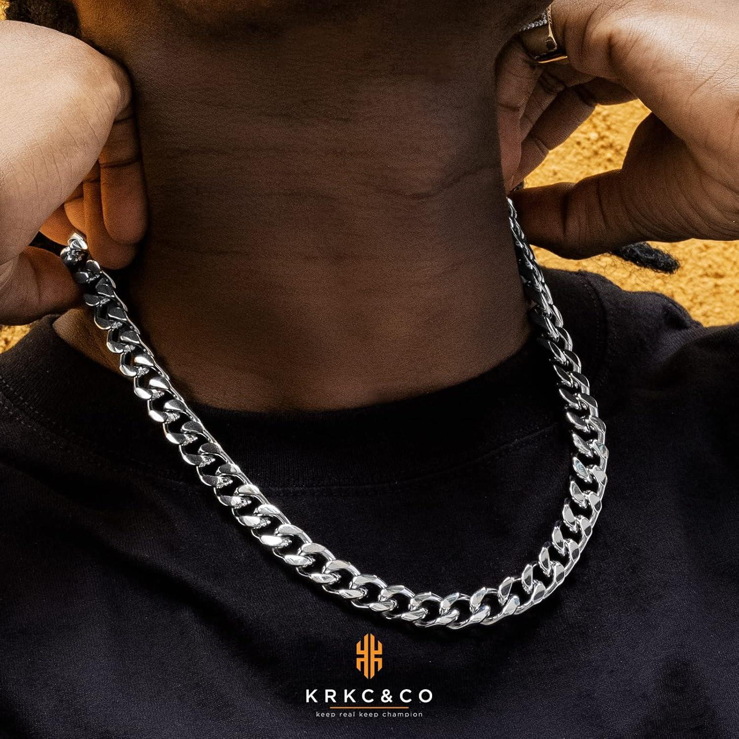 KRKC&CO Panzerkette Herren 14mm Gold Cuban Link Chain 66cm