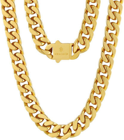 KRKC&CO Panzerkette Herren 18K Gold Cuban Link Chain 55.9cm