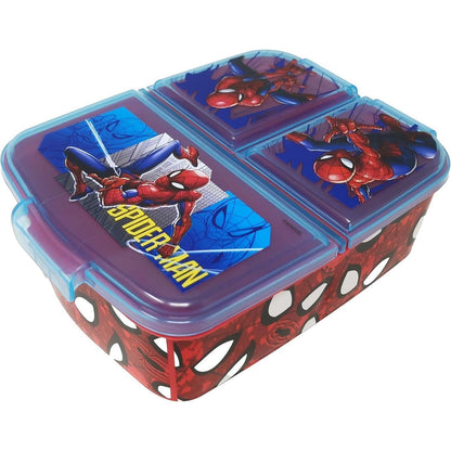 Kinder Brotdose mit 3 Fächern, BPA frei, Spiderman Motiv