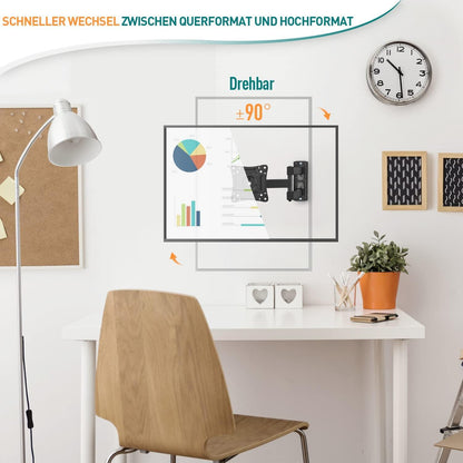 Monitor Wandhalterung Schwenkbar Neigbar VESA 100x100 TVs 14-30 Zoll EV026