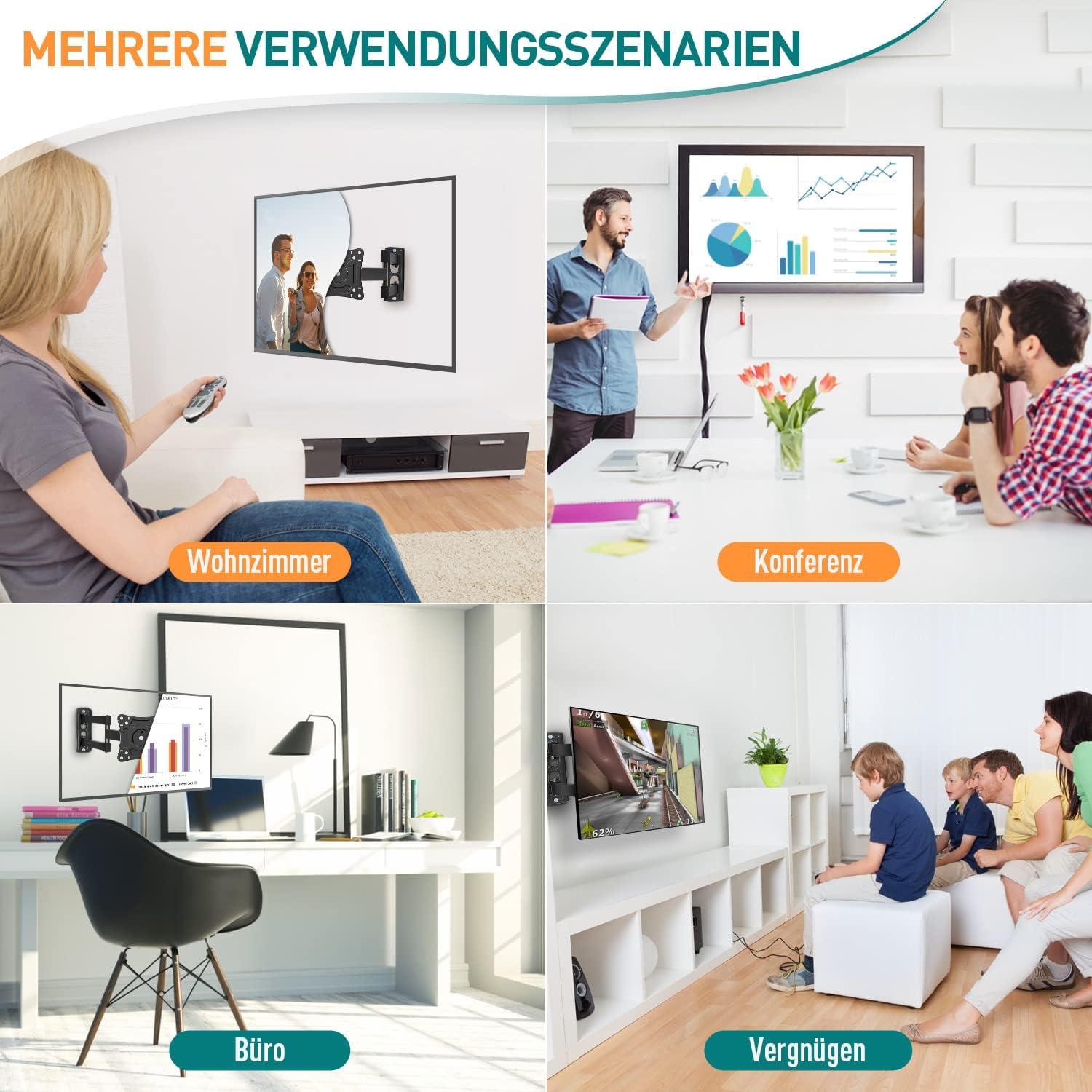 Monitor Wandhalterung Schwenkbar Neigbar für 14-30 Zoll TVs bis 15kg