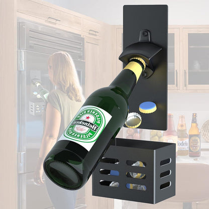 Magnet Flaschenöffner Wandmontage Schwarz