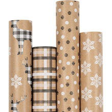 Weihnachtspapier Kraftpapier Hirsch Schneeflocken Plaid 4