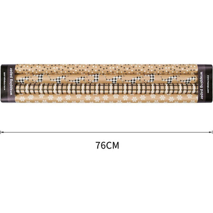 Weihnachtspapier Kraftpapier Hirsch Schneeflocken Plaid 4