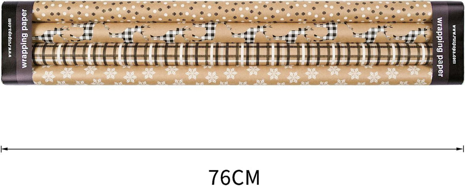 RUSPEPA Weihnachtspapier Kraftpapier Hirsch Schneeflocken 4 Rollen