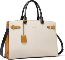 Damen Leder Aktentasche Schultertasche 15.6 Zoll Business Beige