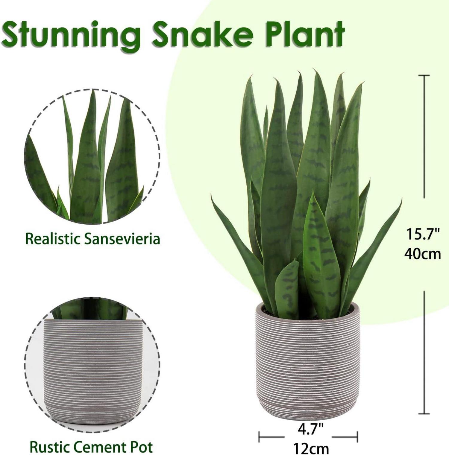 Kunstpflanze Sanseveria 40 cm Zementtopf Dunkelgrün