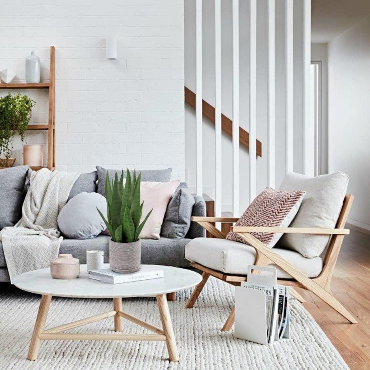 Kunstpflanze Sanseveria 40cm Deko-Pflanze Zementtopf Grün