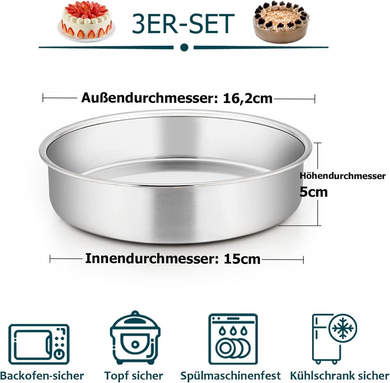 Homikit Edelstahl Kuchenform Set 3er - Rund Backform