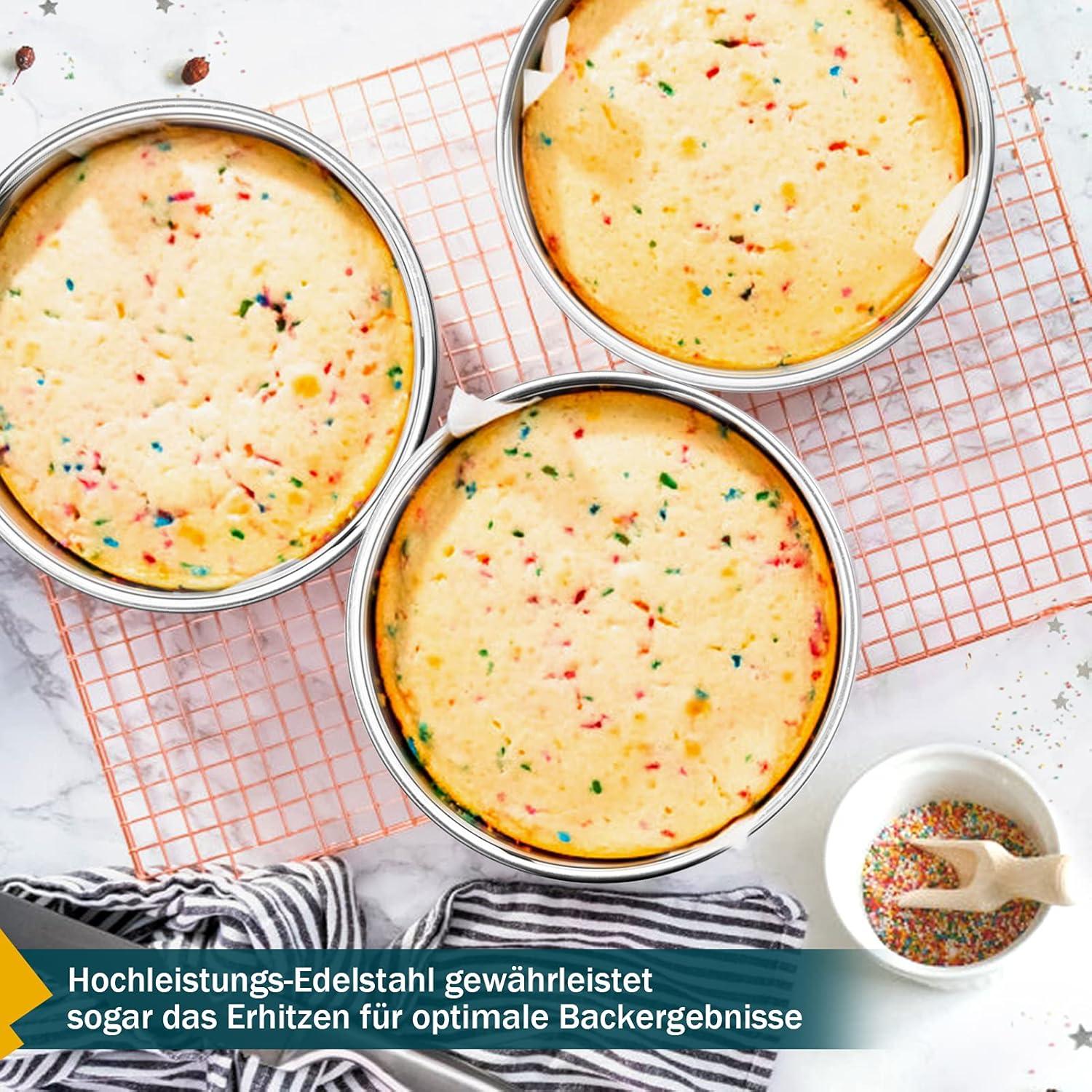 Homikit Kuchenform Set aus Edelstahl 16 cm 3er-Set antihaftbeschichtet