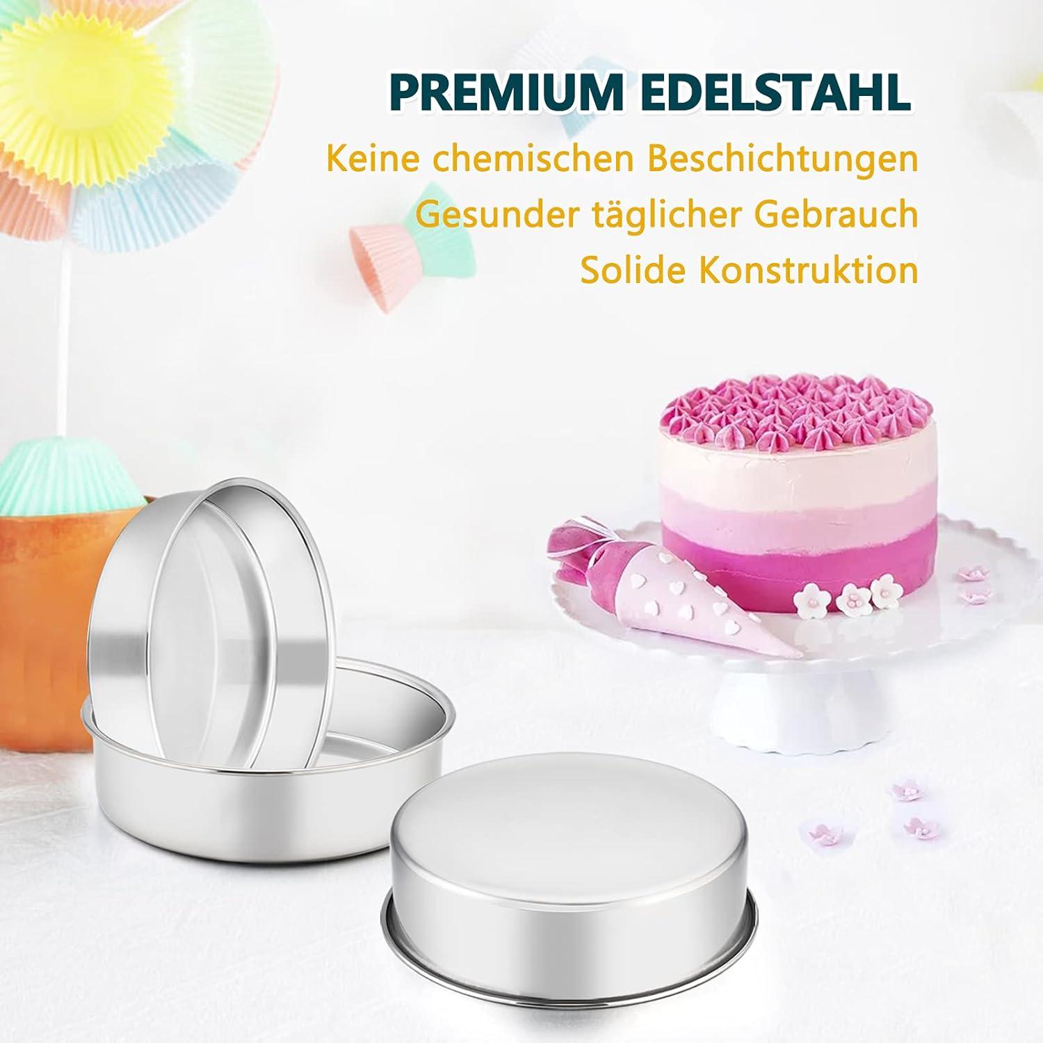 Homikit Kuchenform Backformen Set Rund 3er-Set 16 cm Edelstahl SEO
