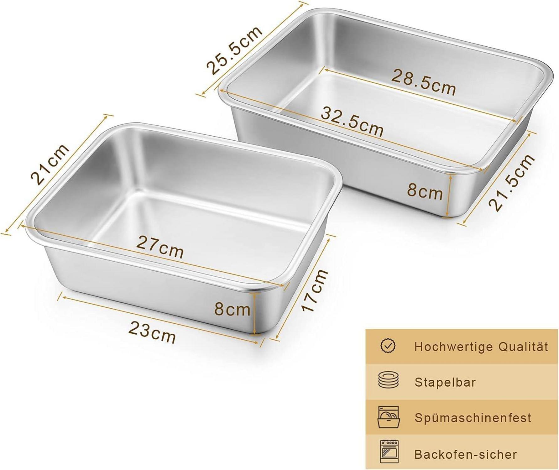 Homikit 2er Set Edelstahl Rechteckige Auflaufformen 32,5x25,5cm + 27x21cm