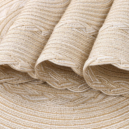 6er Set Runde Platzsets Baumwolle Tischmatten Beige