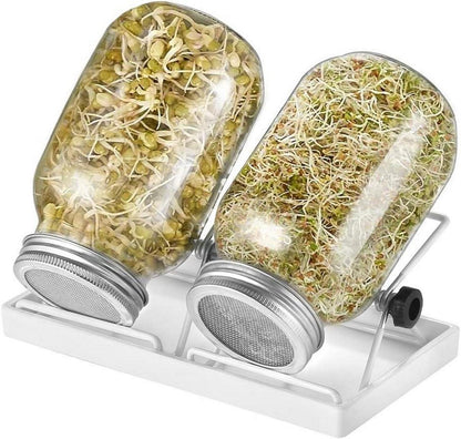 Sprossen Keimglas Set Sprouting jar Filtergitter Edelstahl Ständer