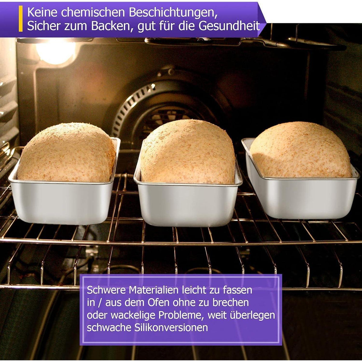 Kastenform 3er Set Edelstahl Brotbackform Königskuchenform Toastform