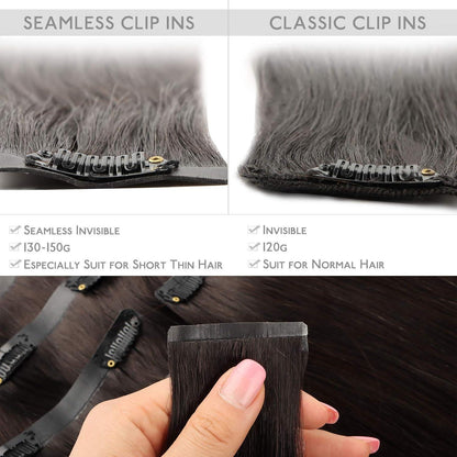 Echthaar Clip-In Extensions Dunkelbraun 45cm 130g