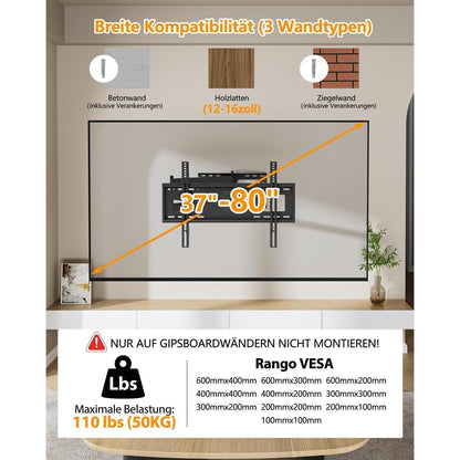 TV Wandhalterung langer Schwenkarm 1090mm für 37-80 Zoll TVs