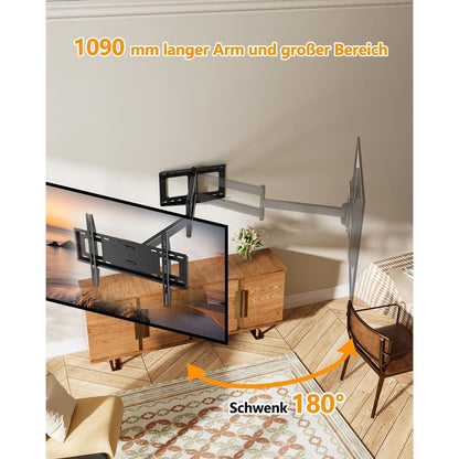 TV Wandhalterung langer Schwenkarm 1090mm für 37-80 Zoll TVs