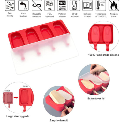 Silikon Eisformen für Eis am Stiel & Cake Pops - Rot