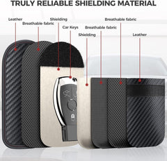 Keyless Go Schutzhülle RFID Blocker Autoschlüssel Taschen Kohlefaser Leder - 2er Set