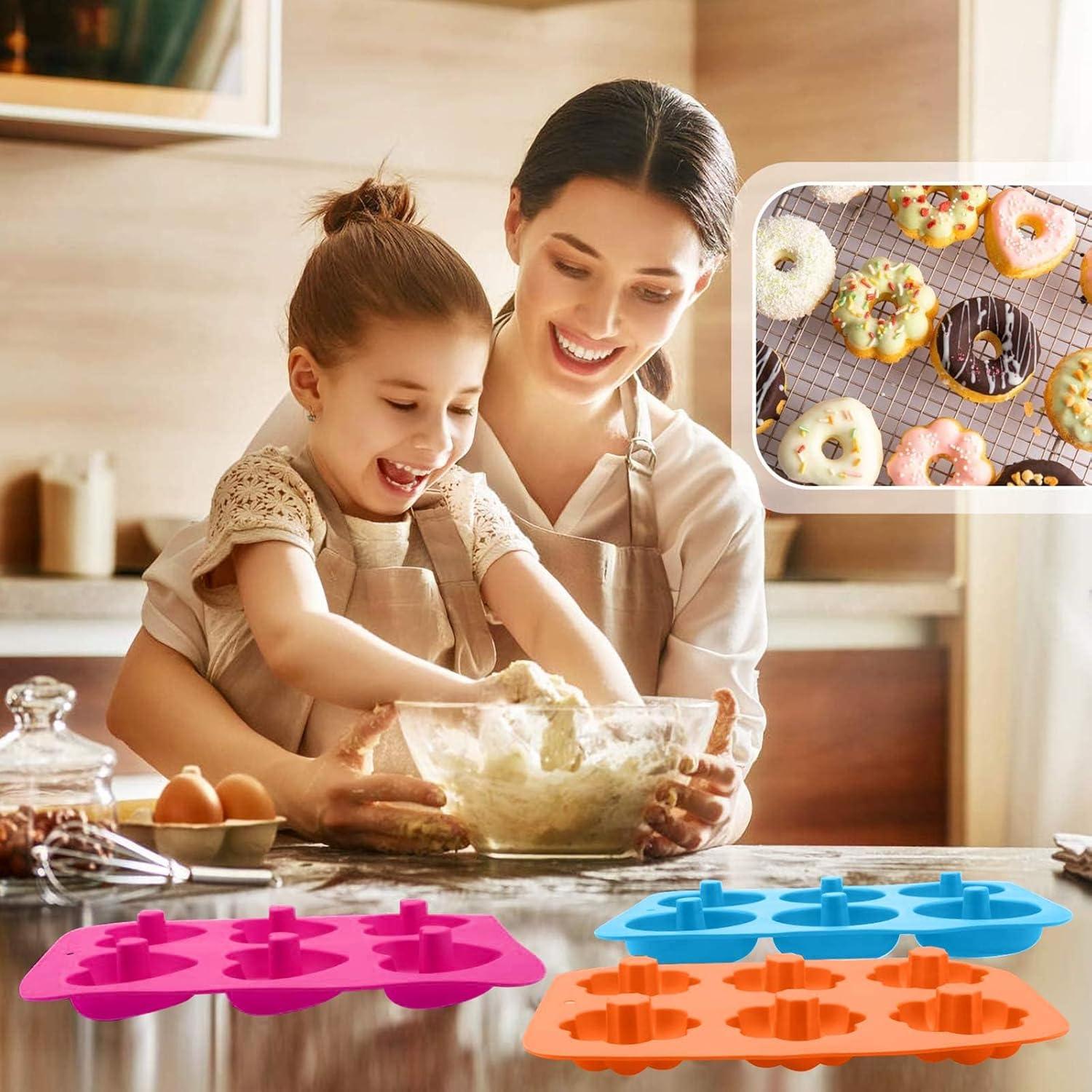 Silikon Donutformen Backblech 6 Hohlräume Antihaft Hitzebeständig 3er Set