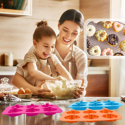 Silikon Donutformen Backblech 6 Hohlräume Antihaft Hitzebeständig 3er Set
