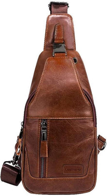 Herren Brusttasche echtes Leder Braun Vintage Look