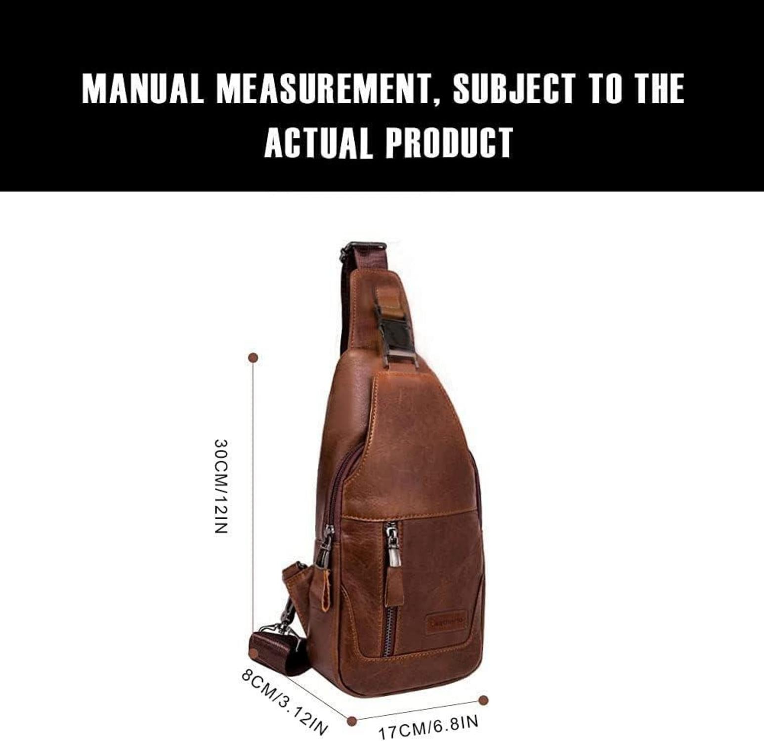 Leathario Brusttasche Herren Echtes Leder Braun 30x17x8cm