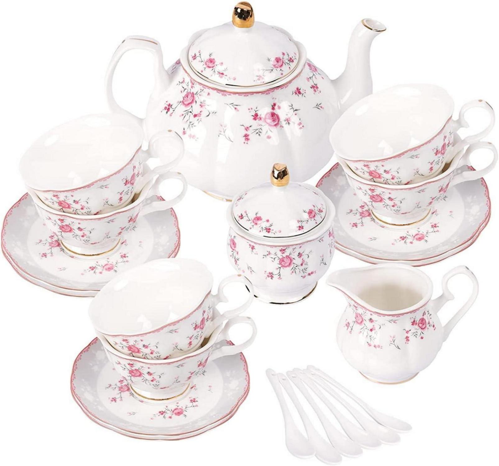 Porzellan Tee Sets Teetasse Untertasse Teeservice 6 Personen