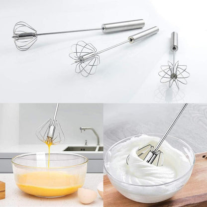 MEISHANG 3 PCS Halbautomatischer Schneebesen Set Edelstahl Rührbesen