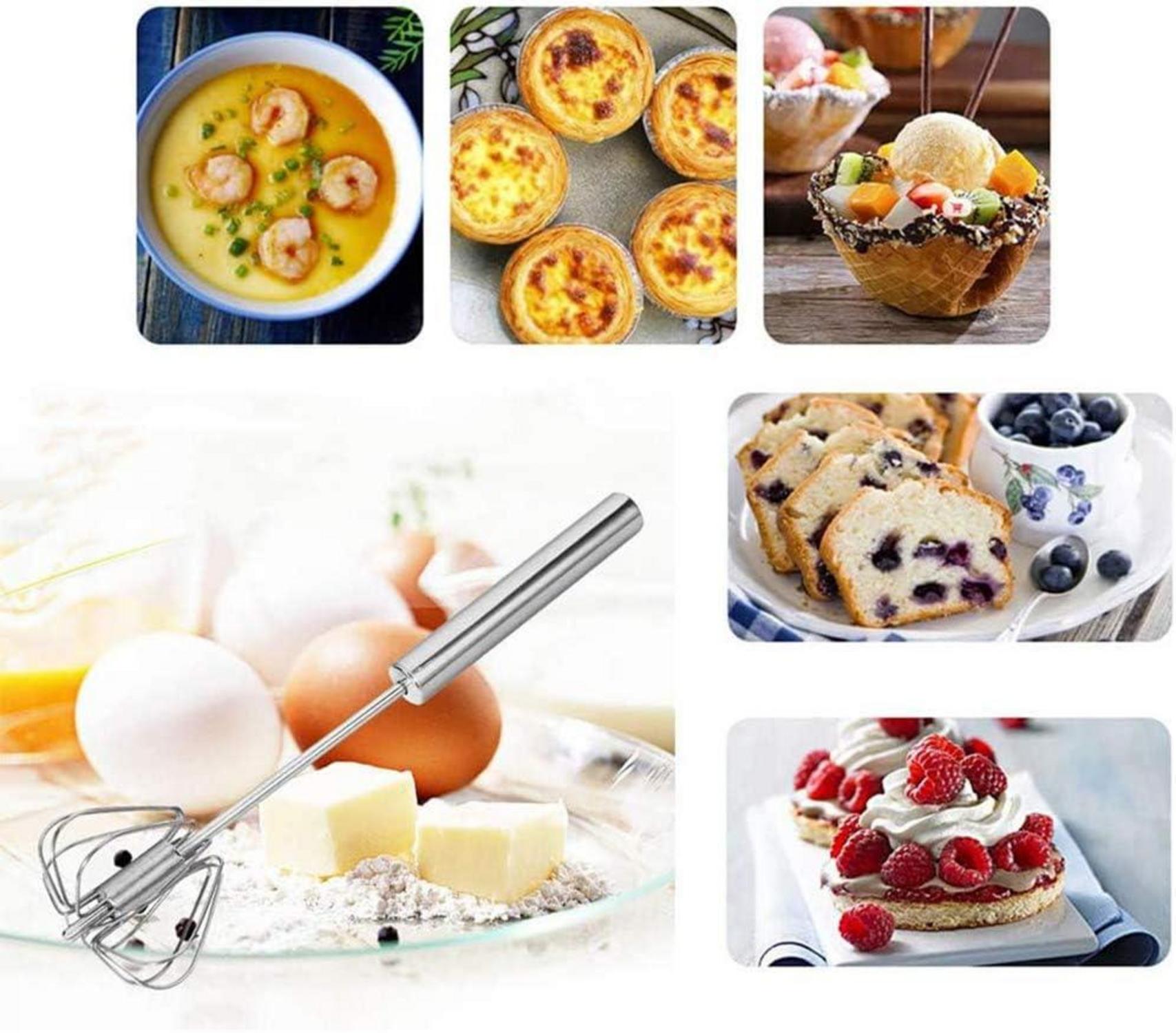 Halbautomatischer Schneebesen Set für Küche, 3-teilig, Edelstahl