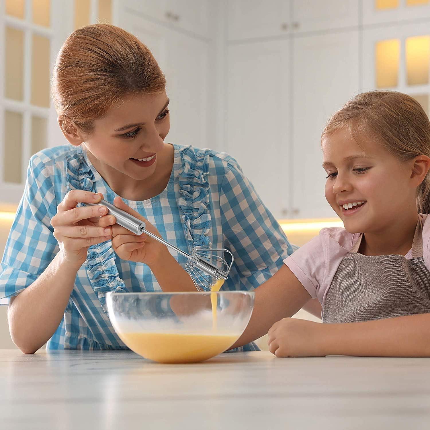 Halbautomatischer Schneebesen Set für Küche, 3-teilig, Edelstahl