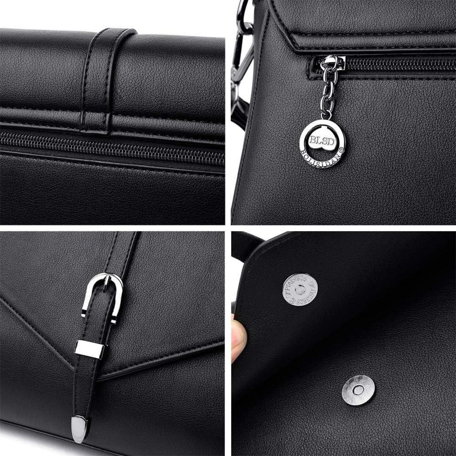 Damen Umhängetasche aus PU-Leder elegante Schultertasche 2 Tragegurte