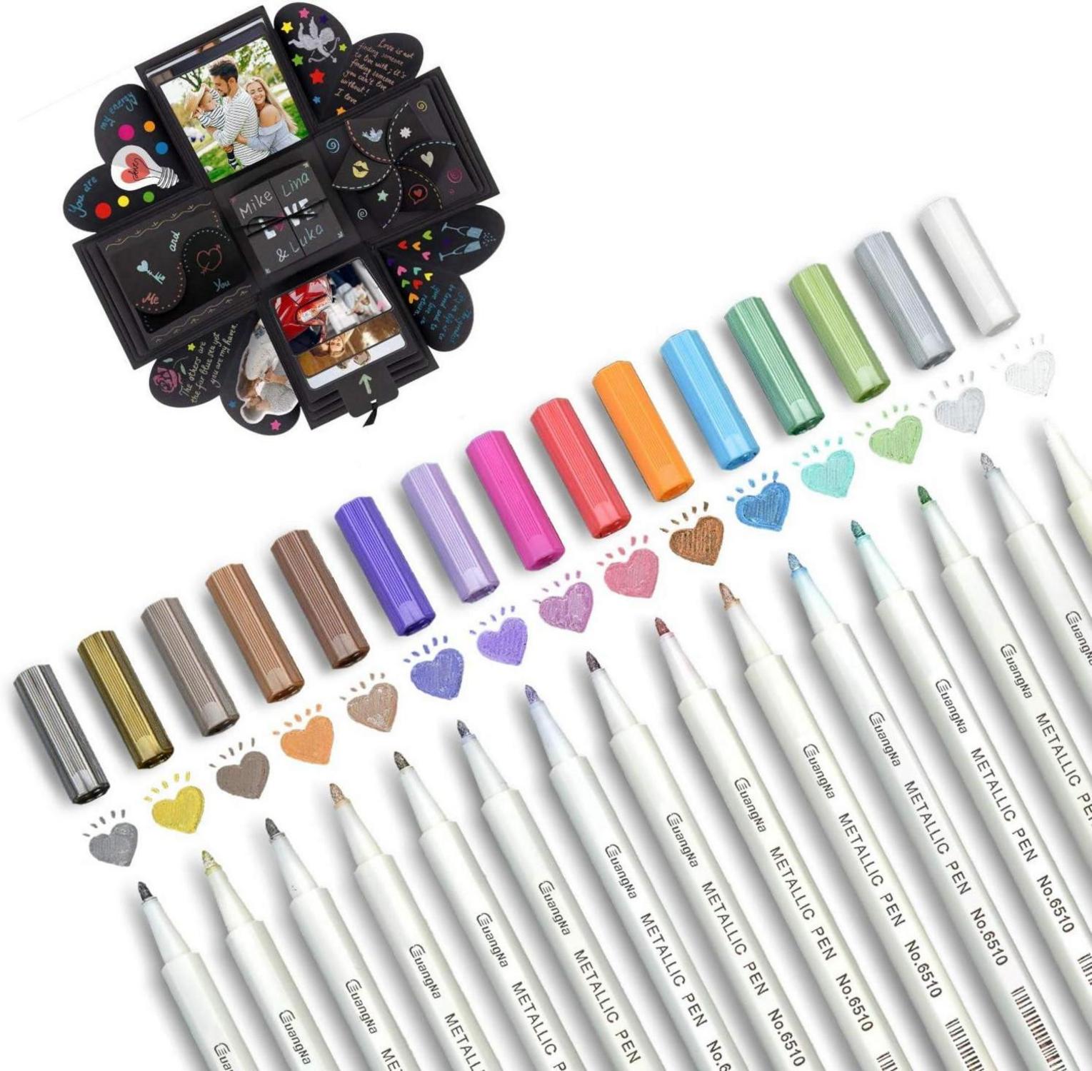 15 Metallic Marker Stifte Set Acryl Permanent für Karten Fotoalbum