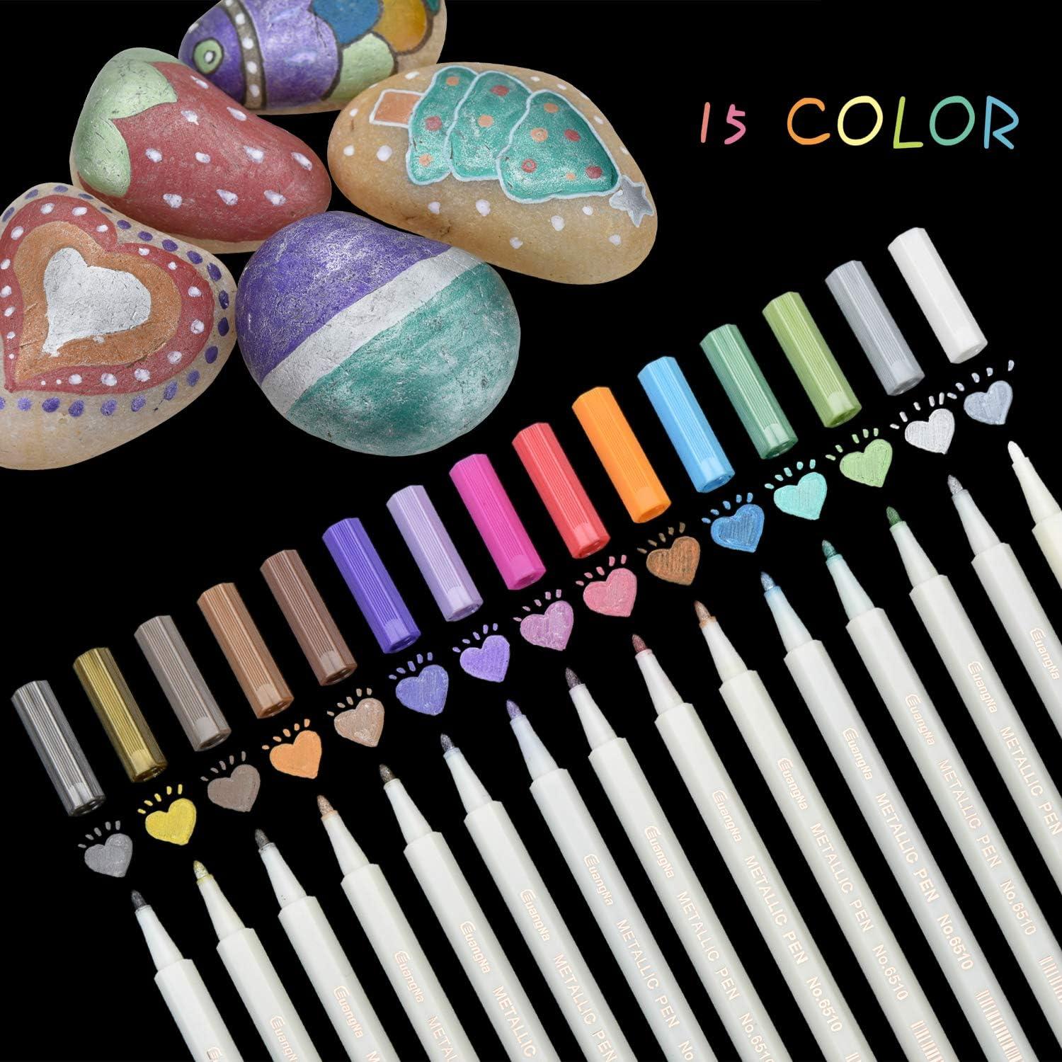15 Metallic Marker Stifte Permanent Acrylstifte 1mm - 15 Farben