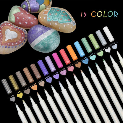 15 Metallic Marker Stifte Permanent Acrylstifte 1mm - 15 Farben