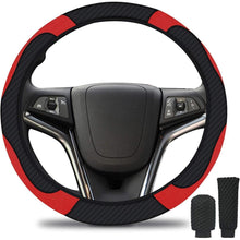 Universal Lenkradabdeckung Set Echtes Leder Schwarz-Rot