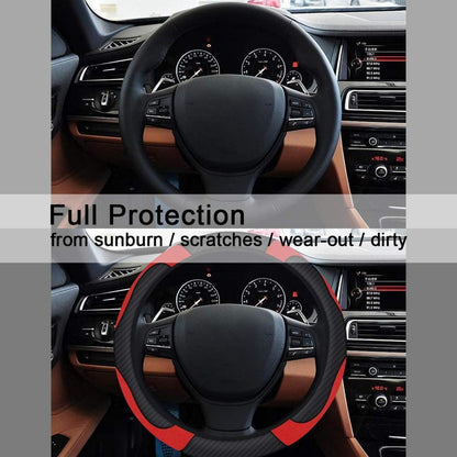 Universal Lenkradabdeckung Set Echtes Leder Schwarz-Rot