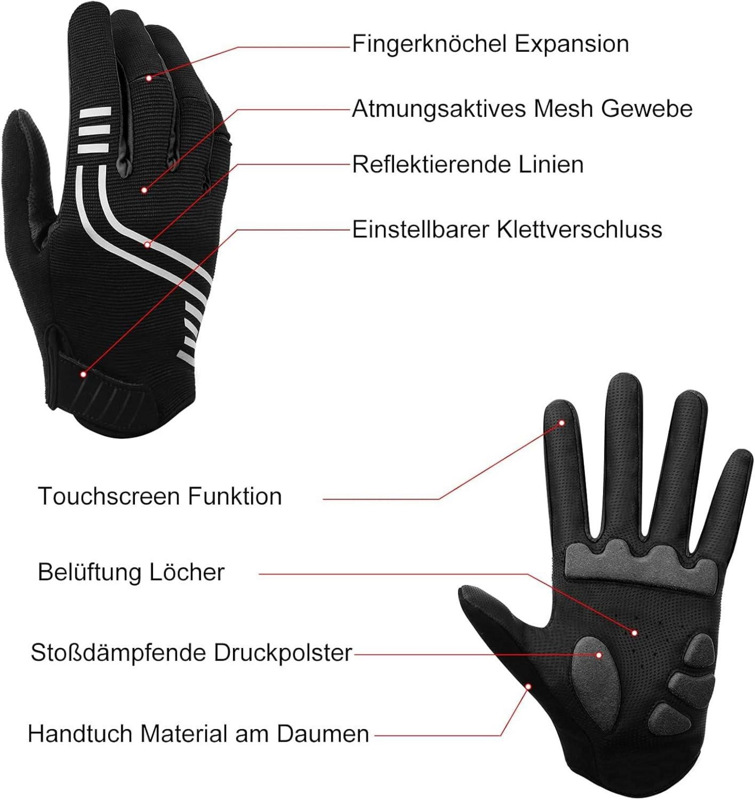 Fahrradhandschuhe mit Gel für Herren Damen Mountainbike M