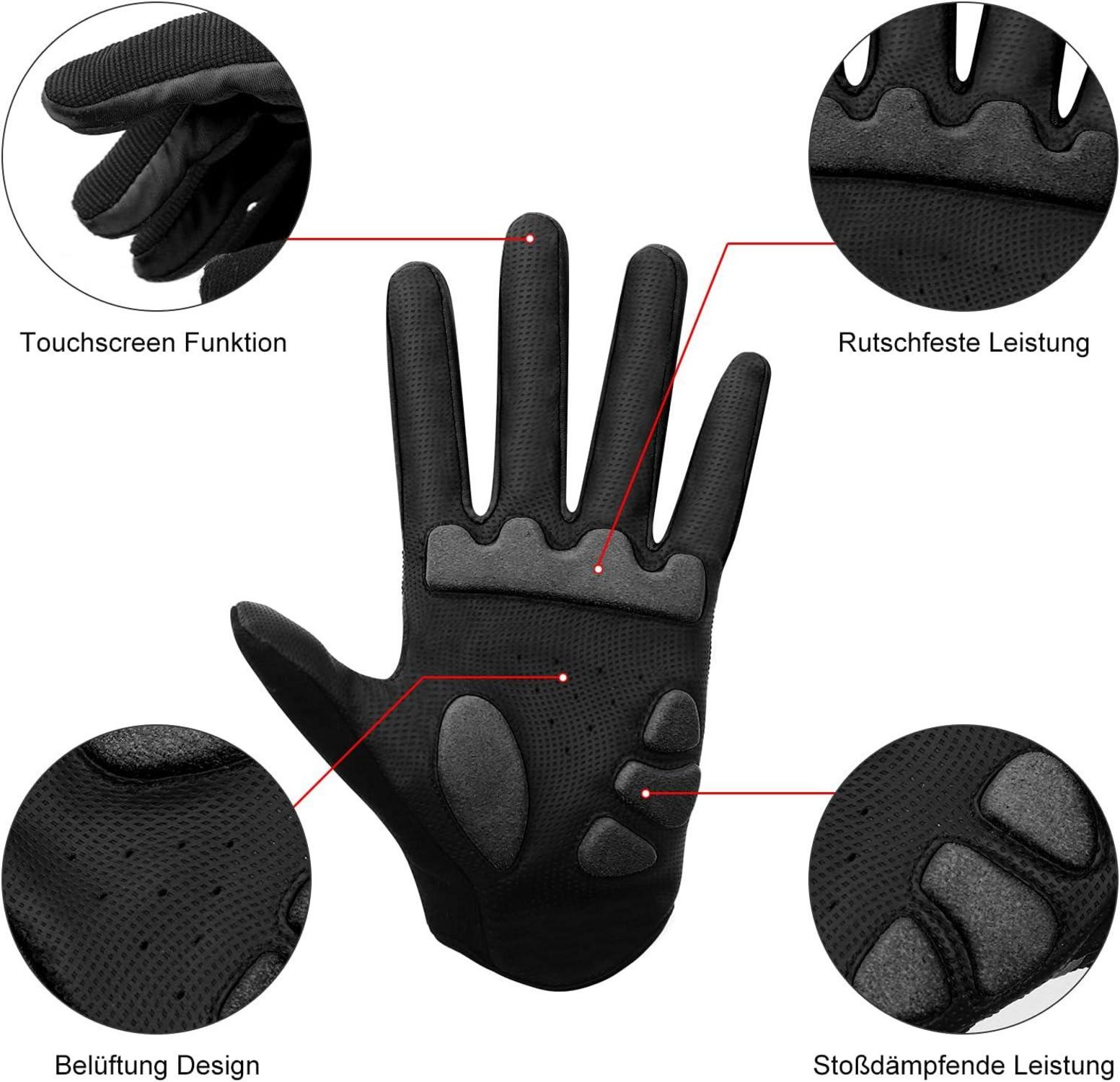 Fahrradhandschuhe Herren Damen Mountainbike Gel Stoßdämpfung Weiß-Schwarz M