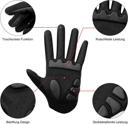 Fahrradhandschuhe Herren Damen Mountainbike Gel Stoßdämpfung Weiß-Schwarz M