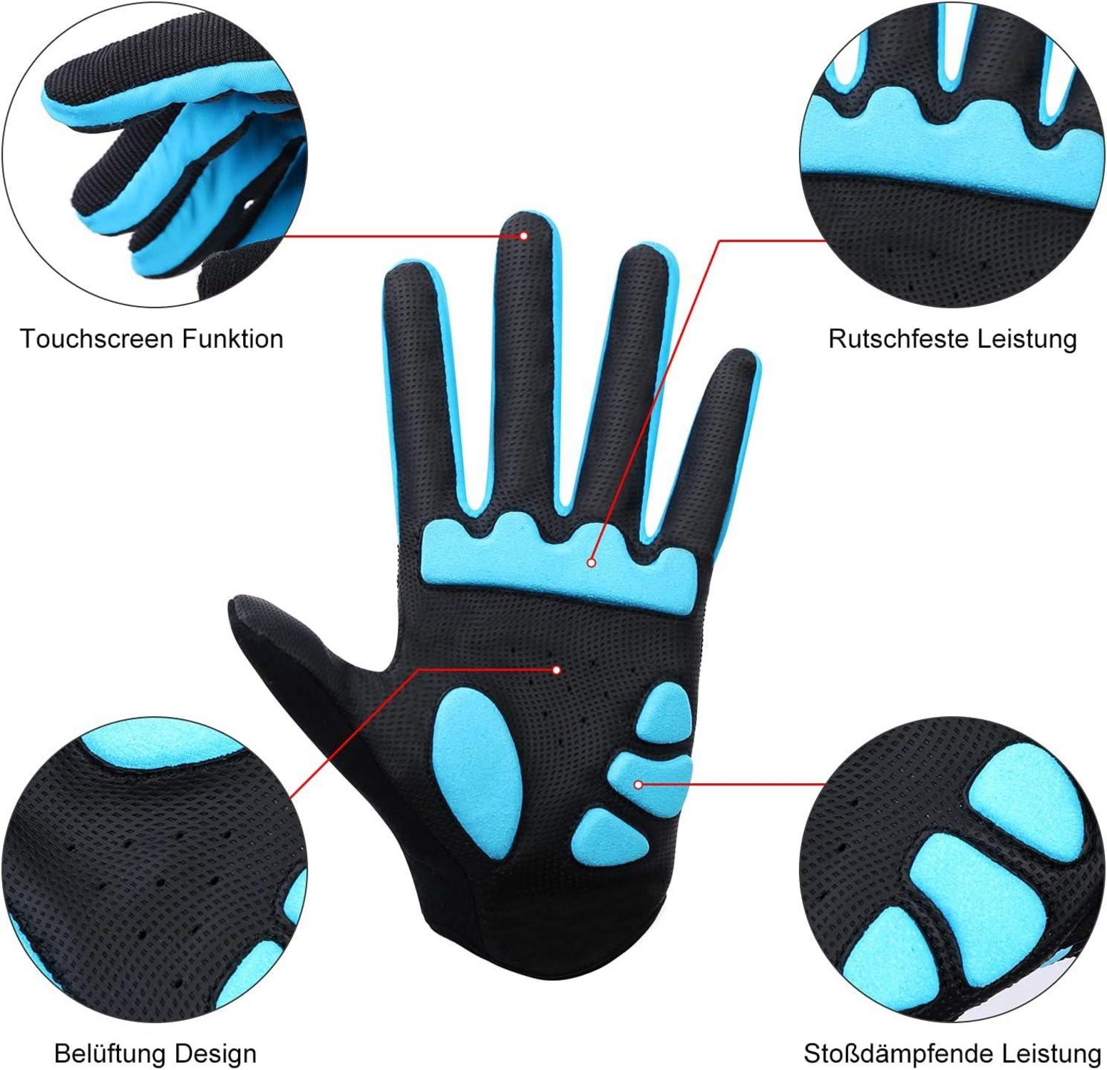 Fahrradhandschuhe Herren Damen rutschfeste Mountainbike Gel Handschuhe Blau-Schwarz