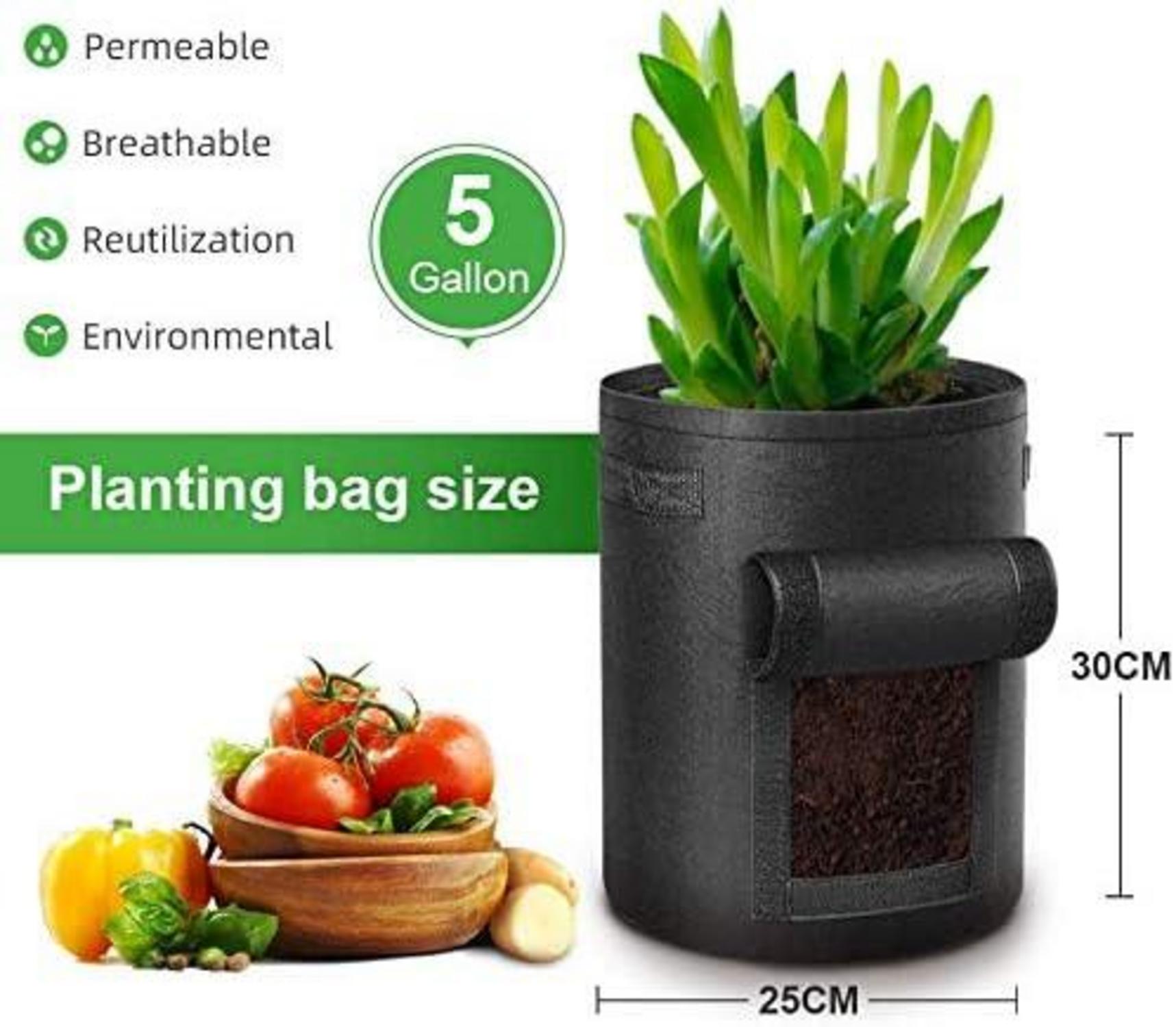 5er Pack 5 Gallonen Potato Grow Bags mit Sichtfenster und