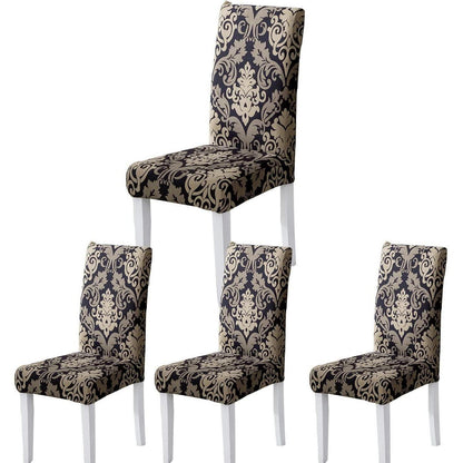Stuhlhussen 4er Set Jacquard – Schwarz-Klassiker für Esszimmer