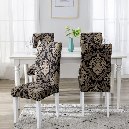 Stuhlhussen 4er Set Jacquard – Schwarz-Klassiker für Esszimmer