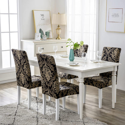 Stuhlhussen 4er Set Jacquard – Schwarz-Klassiker für Esszimmer